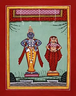 Ornamental Prints: Deity Vishna and Laksmi as Vithoba and his consort