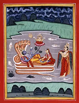 Ornamental Prints: Deity Vishnu Anantasayin