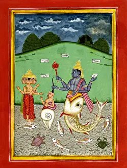 Ornamental Prints: Deity Vishnu as Matsya