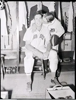 Del Baker Kissing Ted Williams