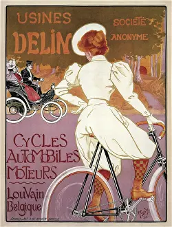 Bicycle Prints: Delin Cycles Automobiles Moteurs, 1898. From a private collection