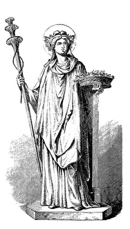 Prints of Antique of illustration of a Demeter, Ceres, Greek goddess Greek Mythology Decor Prints: Demeter, Ceres, Greek goddess