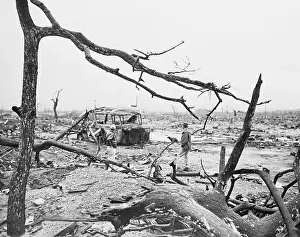 Hiroshima Prints: Demolished Bus from Atomic Bomb