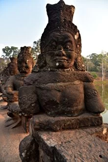 Images Dated 7th January 2016: Demons statues alignment Angkor Siem Reap Cambodia