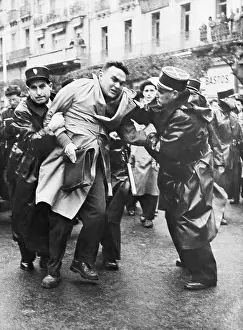 Algiers Prints: Demonstrator Stuggles With Police