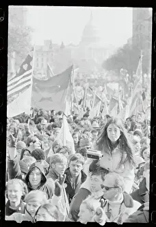 Demonstrators Carrying Flags in March