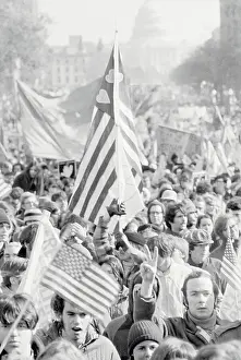 Demonstrators Carrying Flags in March