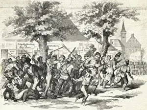 Demonstrators Fighting in Street