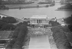 Greek Revival Prints: Demonstrators Gather at Lincoln Memorial