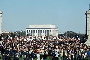 Demonstrators Gathering at the Lincoln Memorial