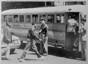Birmingham Prints: Demonstrators Getting on School Bus