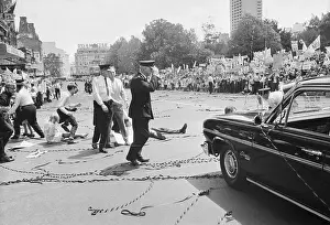 Motorcade Prints: Demonstrators Across Johnson Motorcade