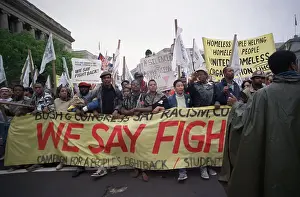 Demonstrators Protesting with Banner