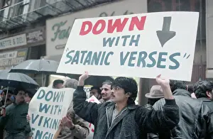 Demonstrators Protesting Salman Rushdie's Book