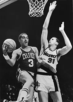 Portland Prints: Dennis Johnson Drives for Lay Up Against Sam Bowie
