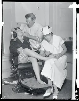 Caring Prints: Dentist and Nurse Working on Teeth and Feet