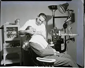 Dentist Prints: Dentist and Patient in Chair
