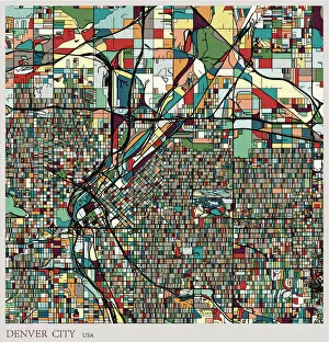 Images Dated 11th July 2018: Denver city art deco map