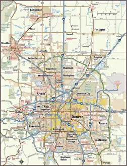 Images Dated 12th November 2017: Denver, Colorado area map