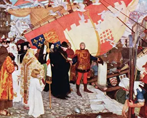 Cape Prints: The Departure of John and Sebastian Cabot from Bristol by Ernest Board
