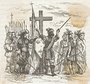 Depiction of Jacques Cartier Conquering New France