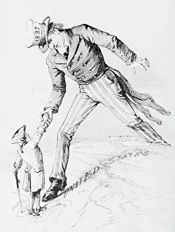 Depiction of Uncle Sam as 1776 and 1887