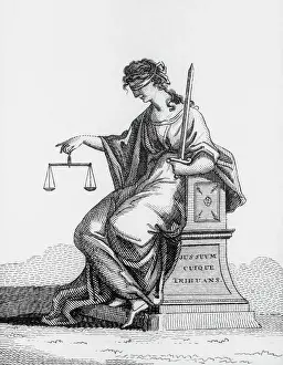 Justice Prints: A Depiction of Woman Holding Scales of Justice