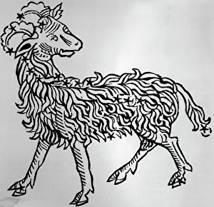 Aries Prints: Depiction Of The Zodiac Sign Aries; Ram