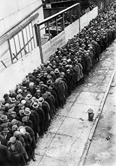 Unemployment Prints: Depression Homeless Stand in Line