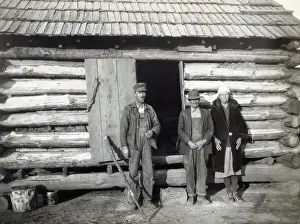 Missouri Prints: Depression Refugees Outside Cabin