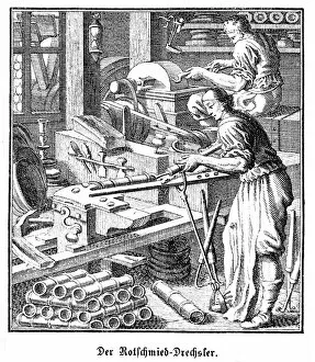 Images Dated 5th March 2018: Der Rotschmieddrechsler, copperplate engraving, Regensburger Staendebuch, 1698, Christoph