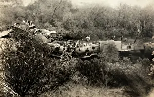Time Captured: Vintage Art: Derailed Train, Ukiah, California