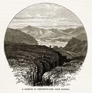 Images Dated 14th February 2018: Derwent water from Scafell, Keswick, England Victorian Engraving, 1840