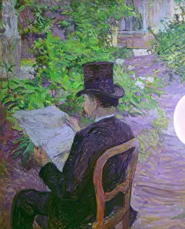 Henri De Toulouse Lautrec Prints: Désiré Dihau Reading a Newspaper in the Garden (Désiré Dihau)