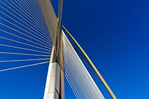 Images Dated 3rd February 2018: Details of Suspension Bridge Cable Against Blue Sky