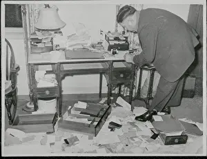 Disorder Prints: Detective Searching Through Disarrayed Home of Victim