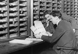 Criminology Prints: Detectives Comparing Fingerprints