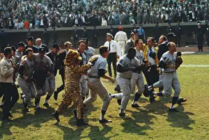 Detroit Tigers Carrying Their Winning Pitcher