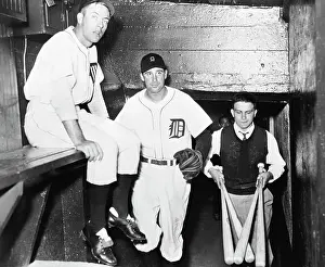 Outfielder Prints: Detroit Tigers Player Hank Greenburg Entering Dugout
