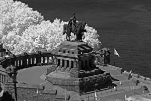 Riders Prints: Deutsches Eck, German Corner, Koblenz, Rhineland-Palatinate, Germany, Europe