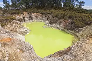 Depression Land Feature Prints: The Devils Bath, a pool of sulphurous water in the Waiotapu thermal area in the Taupo Volcanic Zone