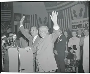 Thomas E Prints: Dewey and Hanley Waving