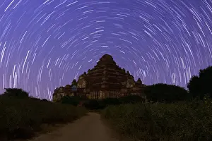 Beautiful Myanmar (formerly Burma) Prints: Dhammayan Gyi Temple in bagan under star trail with long exposure, bagan, Myanmar