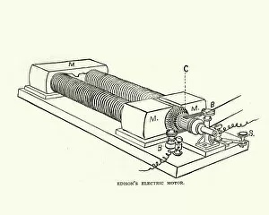 Images Dated 2nd August 2018: Diagram of Edisons electric motor, 19th Century