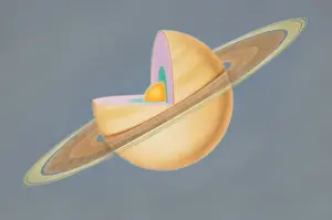 Wispy Prints: Diagram of planet Saturn with quarter of sphere removed to reveal subterranean layers
