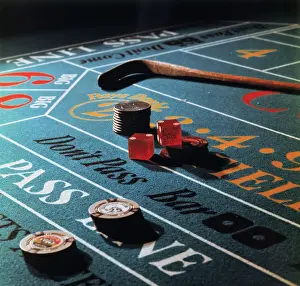 Luck Prints: Dice and Chips on Craps Table