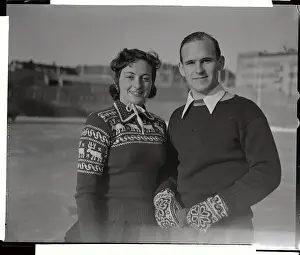 Oslo Prints: Dick Button and Jeannette Altwegg Posing for Camera