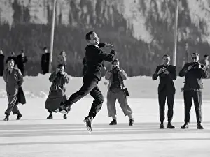 Ice Rink Prints: Dick Button Performing on Ice