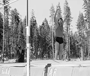Dick Fosbury Celebrating His Successful Jump