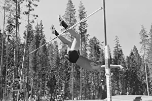 Dick Fosbury Clearing The High Bar Jump
